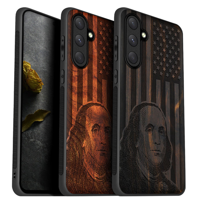 Enduring Vision, Classic Engraved Wood & TPU Case - Artisanal Cover for Samsung Galaxy