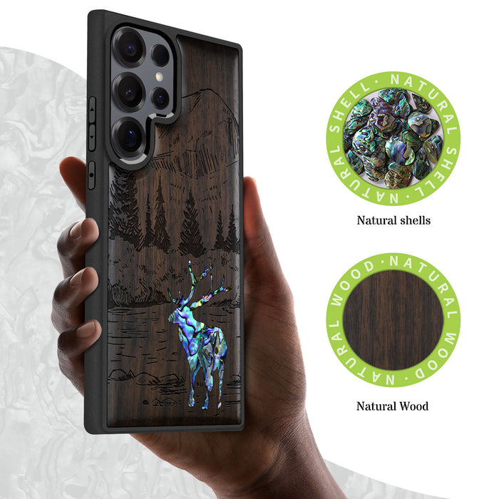 Alaskan Wilderness, Hand-Inlaid Wood & Mother of Pearl Case - Artisanal Cover for Samsung Galaxy