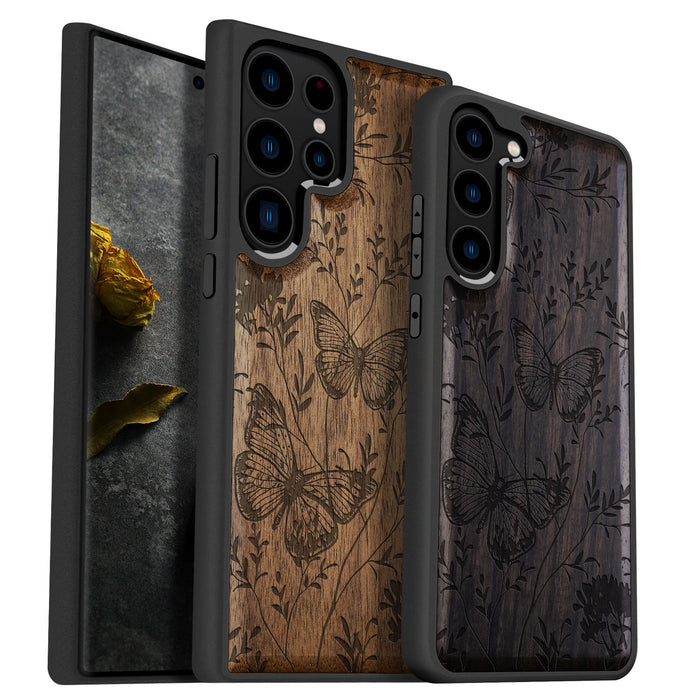 A Dance of Nature, Classic Engraved Wood & TPU Case - Artisanal Cover for Samsung Galaxy