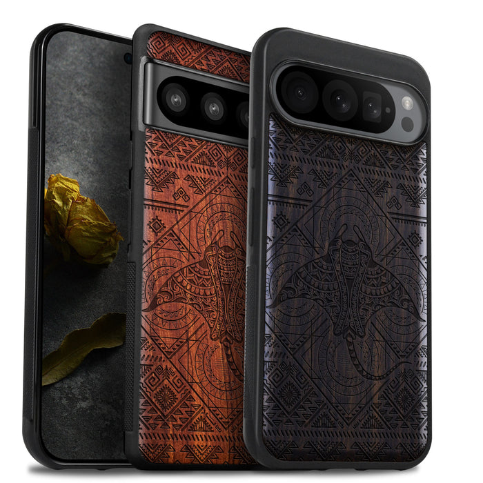 An Aztec Odyssey, Classic Engraved Wood & TPU Case - Artisanal Cover for Google Pixel