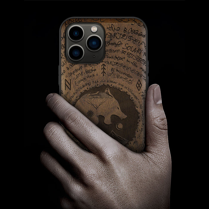 A Yin-Yang Journey, Classic Engraved Wood & TPU Case - Artisanal Cover for Apple iPhone