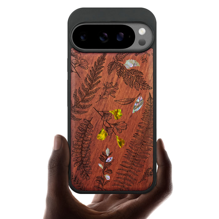 Enchanted Florals, Hand-Inlaid Wood & Mother of Pearl Case - Artisanal Cover for Google Pixel