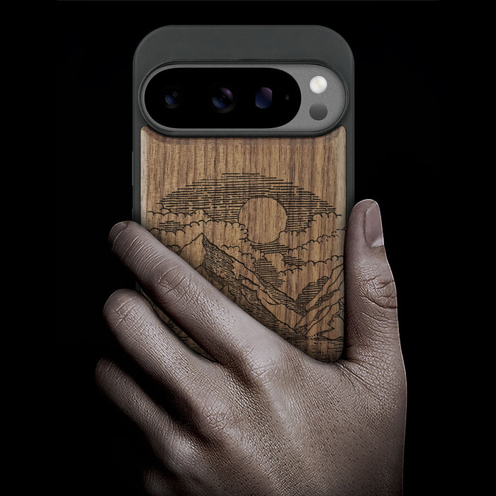 A Captivating Landscape Painting, Classic Engraved Wood & TPU Case - Artisanal Cover for Google Pixel