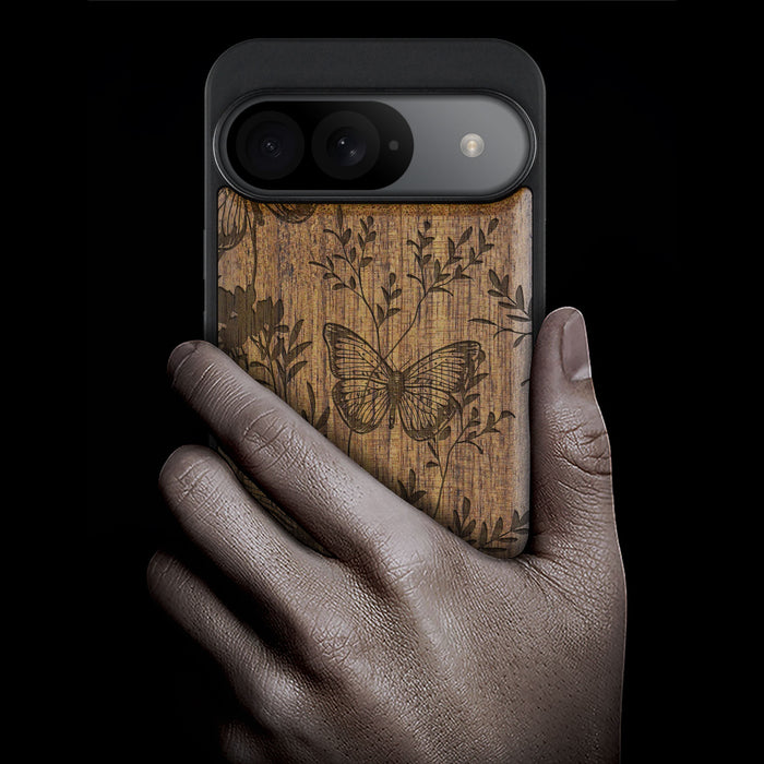 A Dance of Nature, Classic Engraved Wood & TPU Case - Artisanal Cover for Google Pixel