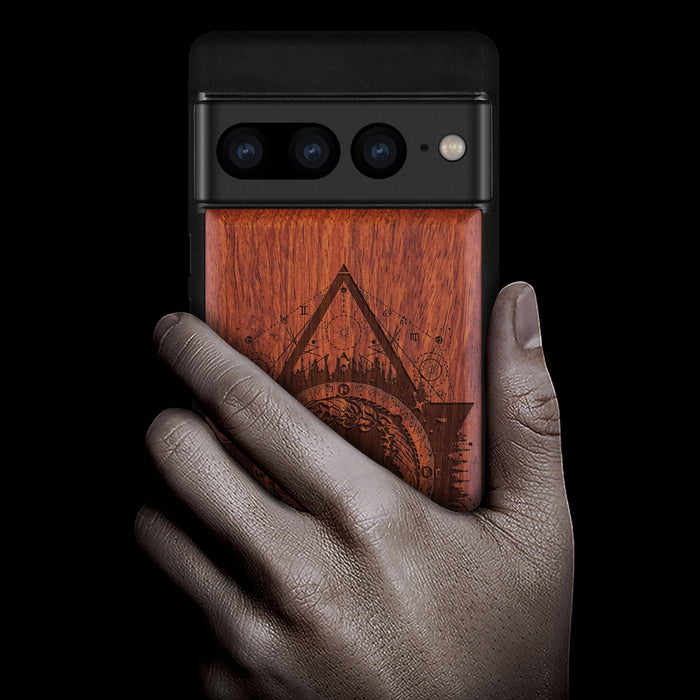 Storm Eye, Classic Engraved Wood & TPU Case - Artisanal Cover for Google Pixel