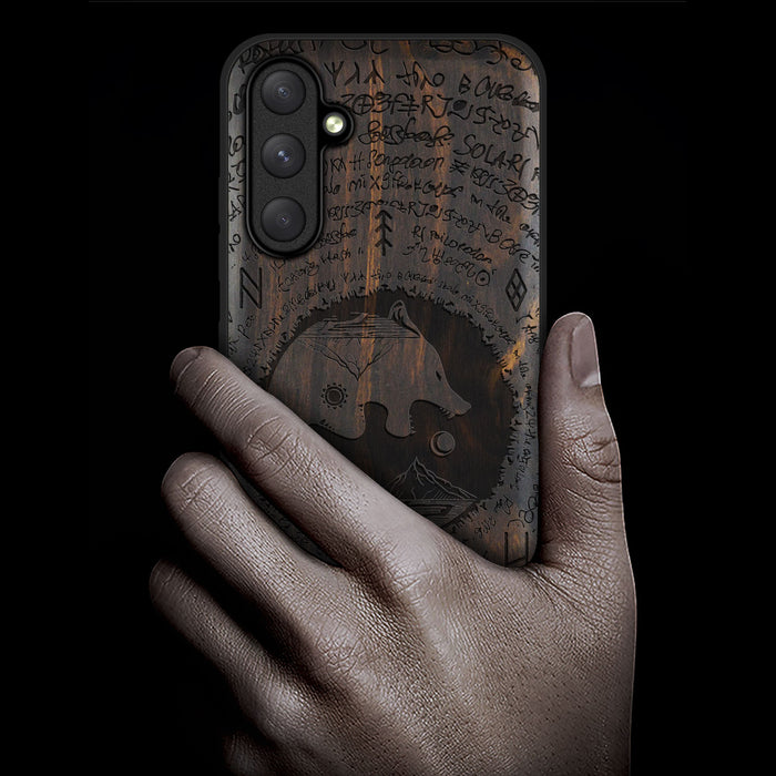 A Yin-Yang Journey, Classic Engraved Wood & TPU Case - Artisanal Cover for Samsung Galaxy