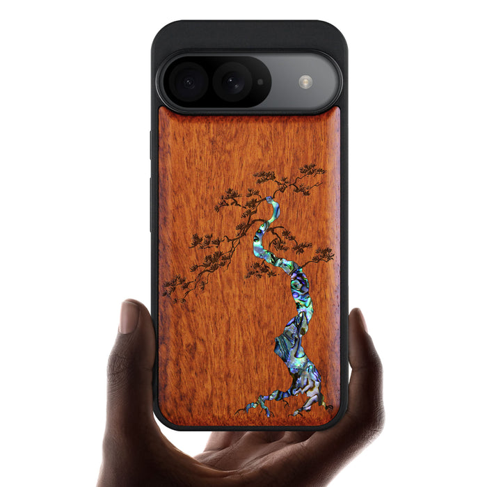 The Majestic Pine Tree, Hand-Inlaid Wood & Mother of Pearl Case - Artisanal Cover for Google Pixel