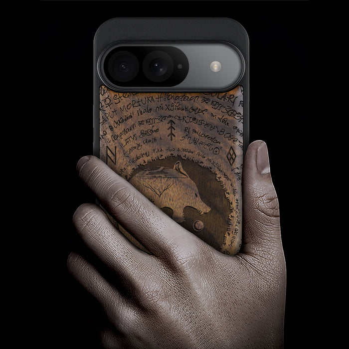 A Yin-Yang Journey, Classic Engraved Wood & TPU Case - Artisanal Cover for Google Pixel