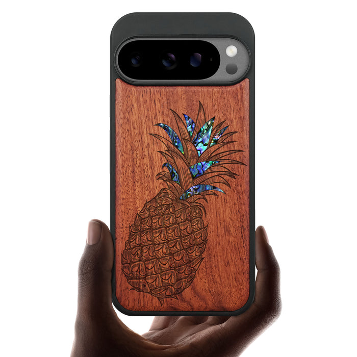 The Pineapple Fruit Design, Hand-Inlaid Wood & Mother of Pearl Case - Artisanal Cover for Google Pixel