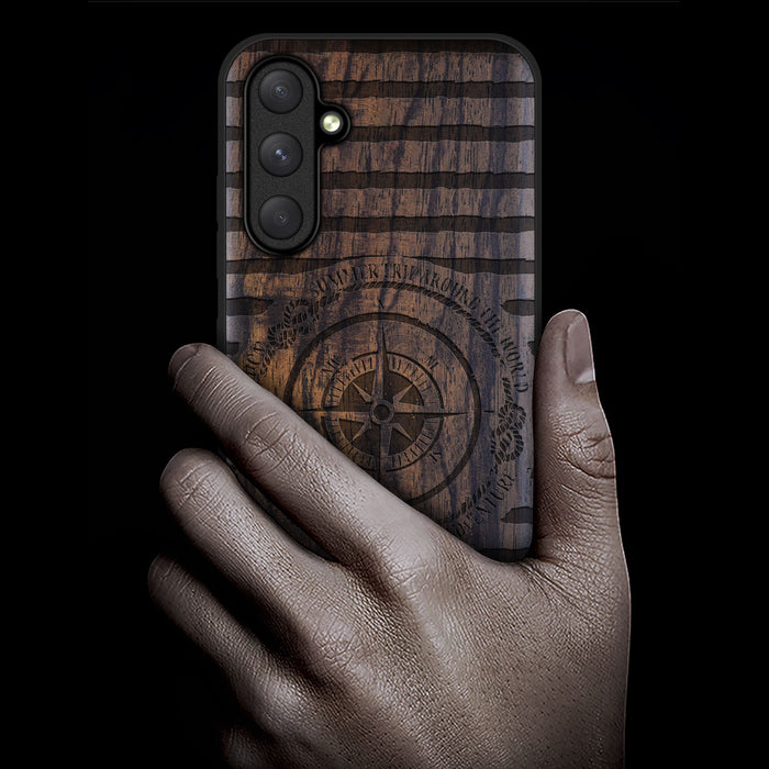 Charting the Course, Classic Engraved Wood & TPU Case - Artisanal Cover for Samsung Galaxy