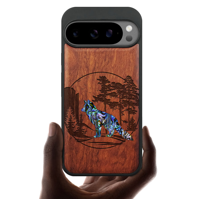 A Journey Through the Forest, Hand-Inlaid Wood & Mother of Pearl Case - Artisanal Cover for Google Pixel