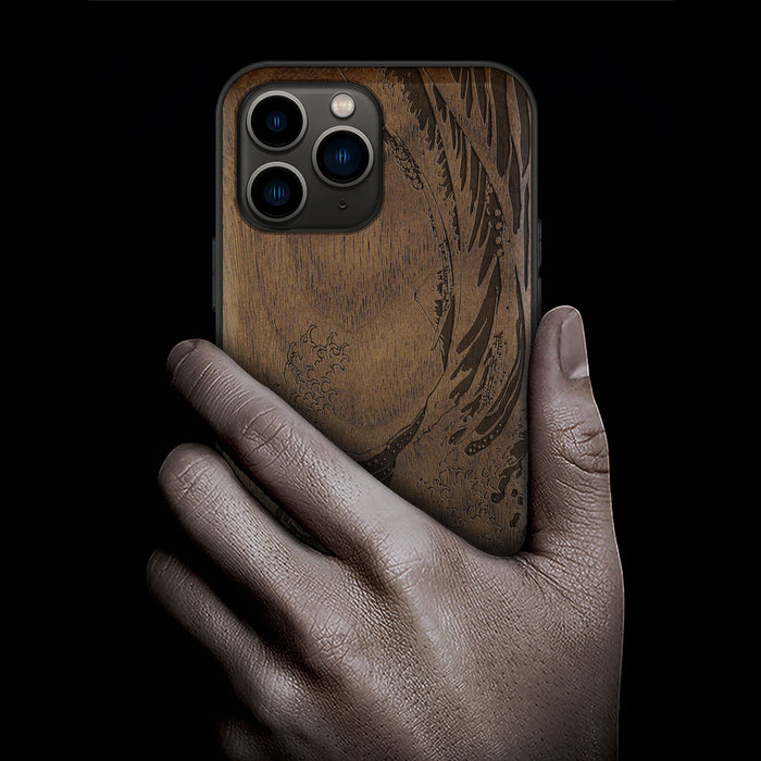 The Great Wave off Kanagawa, Classic Engraved Wood & TPU Case - Artisanal Cover for Apple iPhone