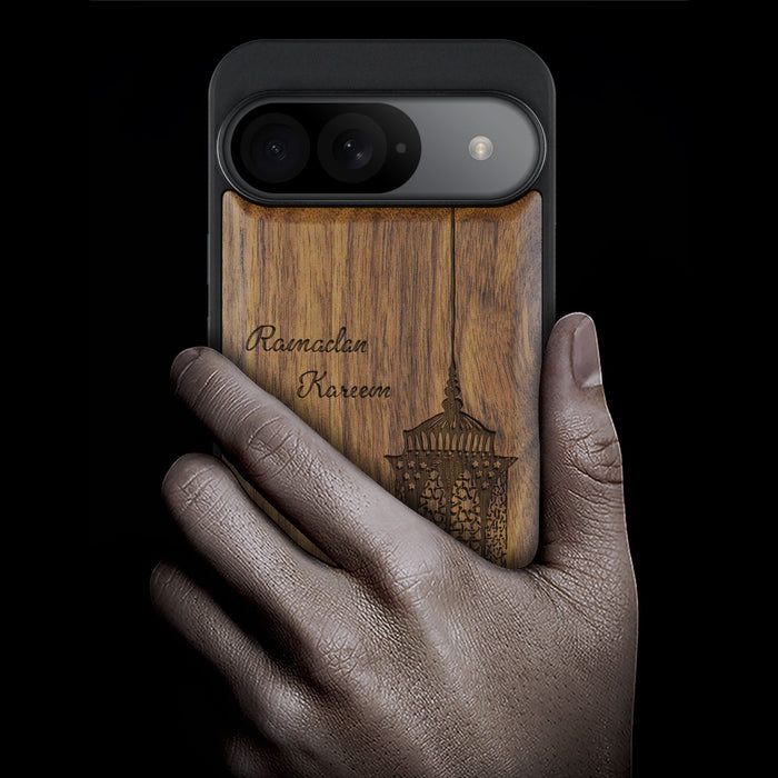 Luminous Blessings, Classic Engraved Wood & TPU Case - Artisanal Cover for Google Pixel