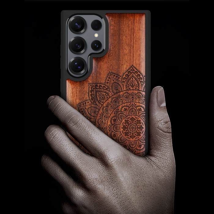 Lace Mandala Classic Engraved Wood & TPU Case Samsung Galaxy Artisanal Case View