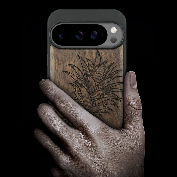 The Pineapple Fruit Design, Classic Engraved Wood & TPU Case - Artisanal Cover for Google Pixel