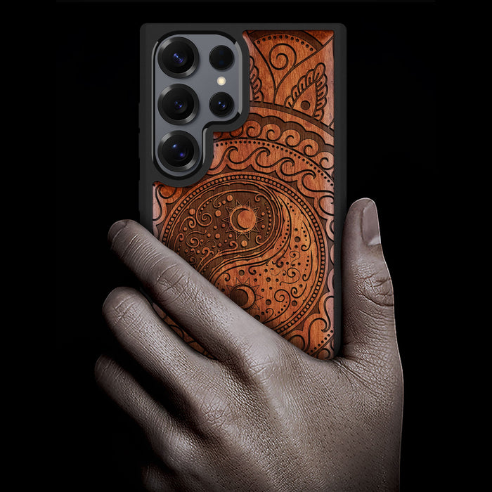 The Yin Yang Paisley Classic Engraved Wood & TPU Case Samsung Galaxy Artisanal Case View