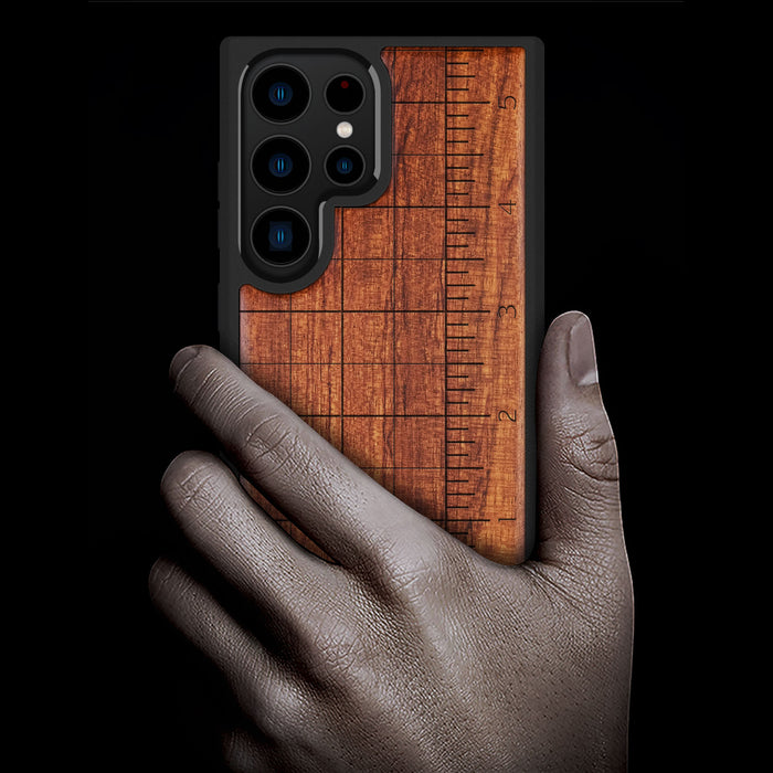 Measuring the Fine Details, Classic Engraved Wood & TPU Case - Artisanal Cover for Samsung Galaxy