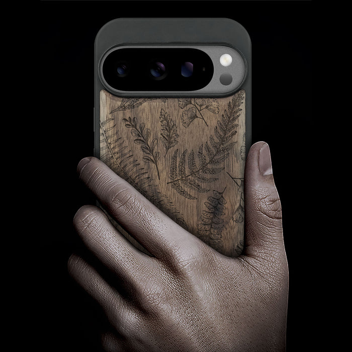 Floral Vintage Classic Engraved Wood & TPU Case Google Pixel Artisanal Case View