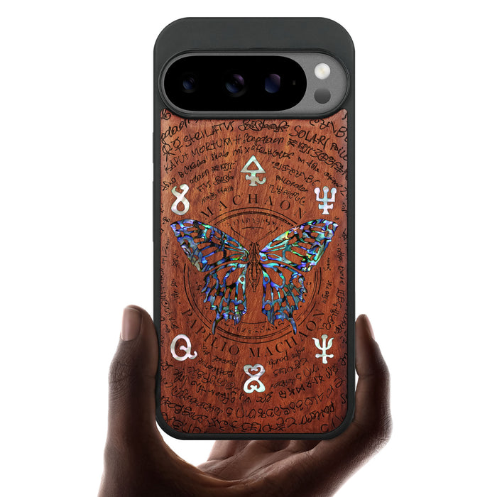 The Papilio Machaon Butterfly, Hand-Inlaid Wood & Mother of Pearl Case - Artisanal Cover for Google Pixel