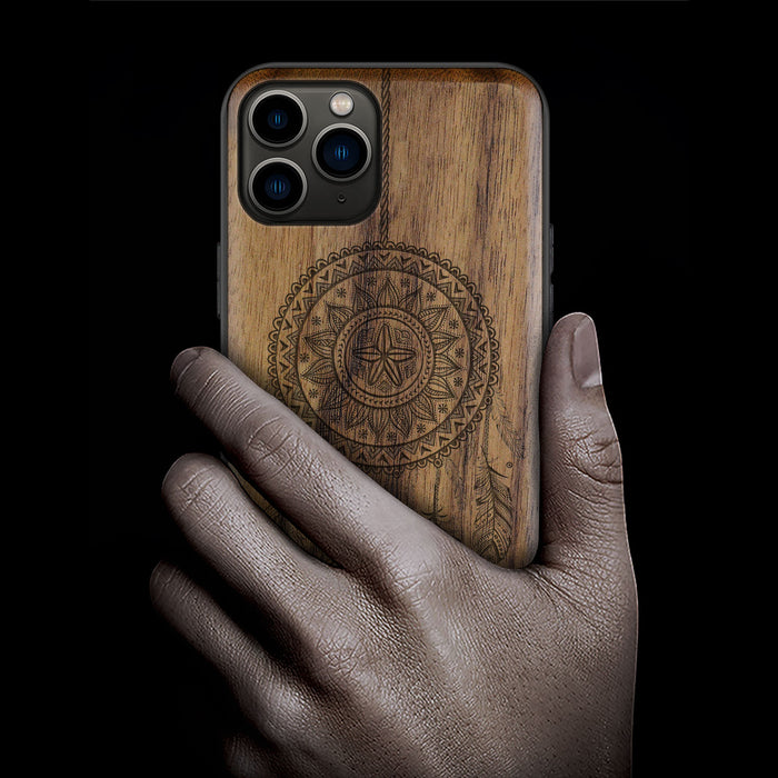 A Dance of Flora and Avian, Classic Engraved Wood & TPU Case - Artisanal Cover for Apple iPhone