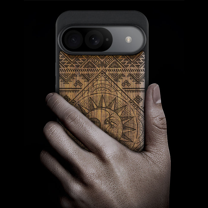 The Radiant Sun and Moon, Classic Engraved Wood & TPU Case - Artisanal Cover for Google Pixel