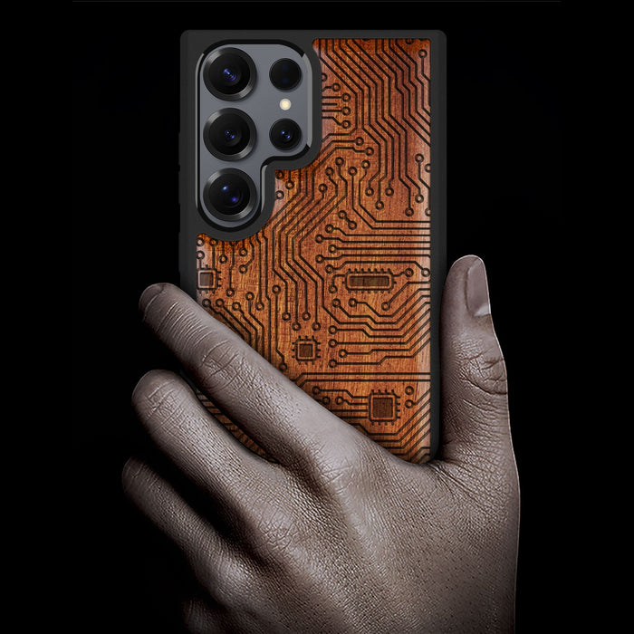 Circuit Art Classic Engraved Wood & TPU Case Samsung Galaxy Artisanal Case View