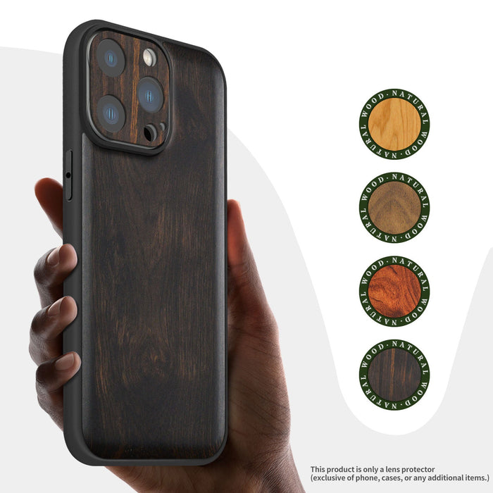 Hand-Inlaid Wooden Camera Lens Protector for Apple iPhone