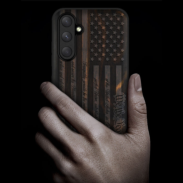 Legacy of Liberty, Classic Engraved Wood & TPU Case - Artisanal Cover for Samsung Galaxy