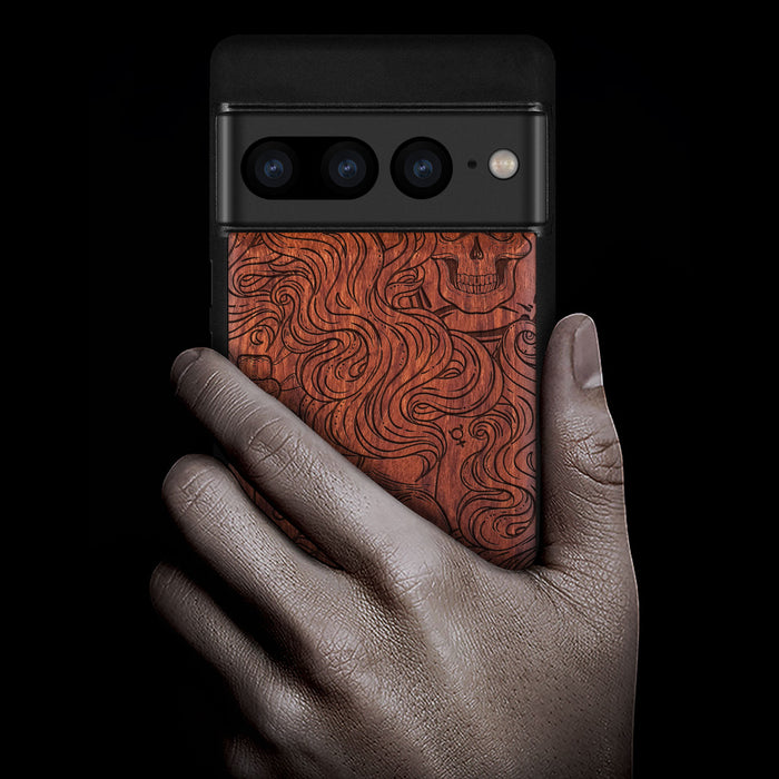 Handlesekunst, Classic Engraved Wood & TPU Case - Artisanal Cover for Google Pixel