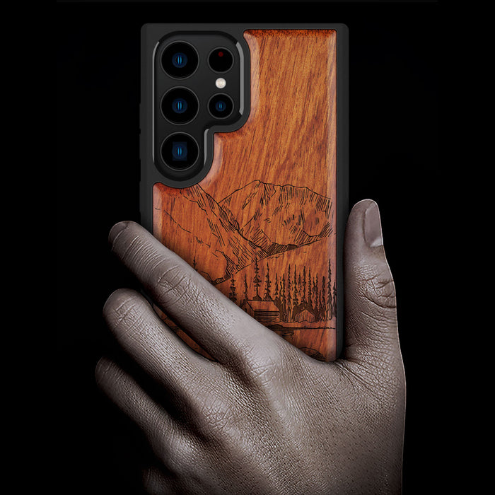 Serene Wilderness, Classic Engraved Wood & TPU Case - Artisanal Cover for Samsung Galaxy