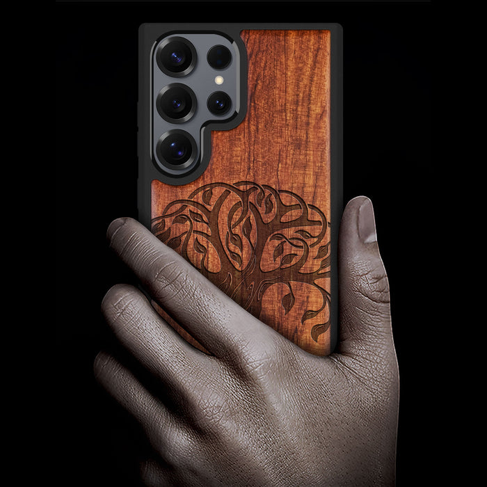 Celtic Roots Classic Engraved Wood & TPU Case Samsung Galaxy Artisanal Case View