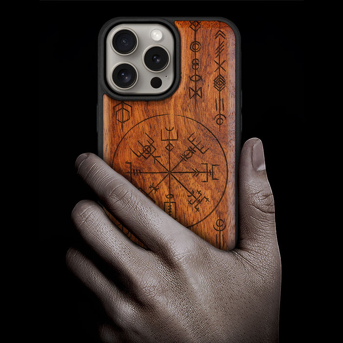 Viking Amulet, Classic Engraved Wood & TPU Case - Artisanal Cover for Apple iPhone