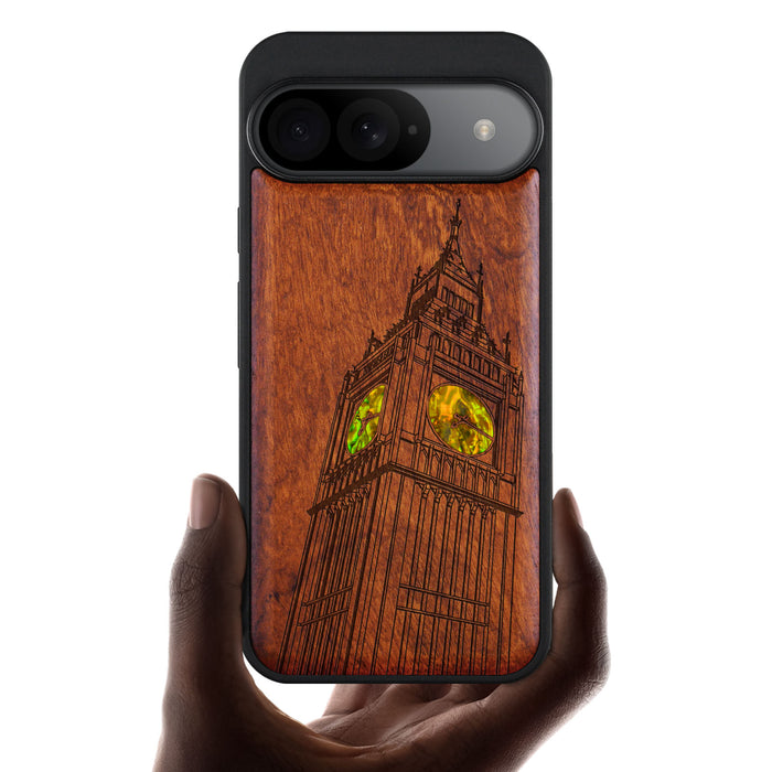 The Big Ben of London, Hand-Inlaid Wood & Mother of Pearl Case - Artisanal Cover for Google Pixel