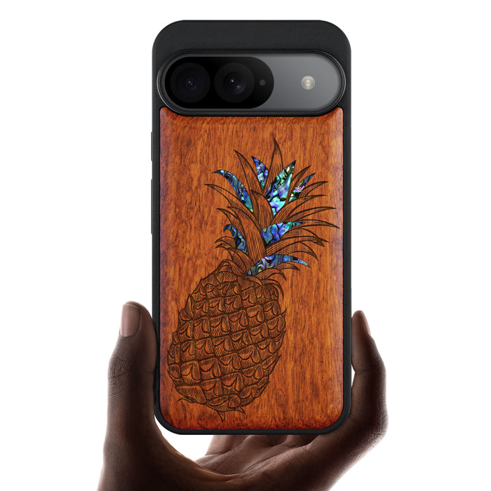 The Pineapple Fruit Design, Hand-Inlaid Wood & Mother of Pearl Case - Artisanal Cover for Google Pixel