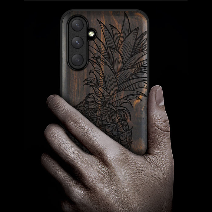 The Pineapple Fruit Design, Classic Engraved Wood & TPU Case - Artisanal Cover for Samsung Galaxy