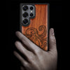 Bodybuilding Octopus Illustration Classic Engraved Wood & TPU Case Samsung Galaxy Artisanal Case View