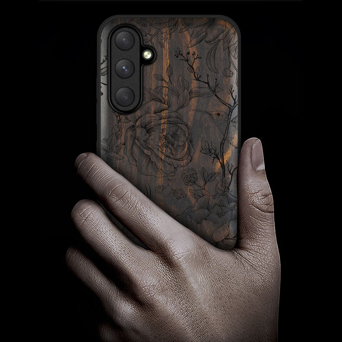 The Dance of Life and Grace, Classic Engraved Wood & TPU Case - Artisanal Cover for Samsung Galaxy