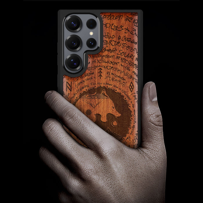 A Yin-Yang Journey, Classic Engraved Wood & TPU Case - Artisanal Cover for Samsung Galaxy