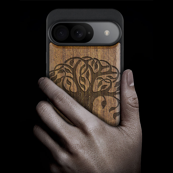 The Celtic Tree of Life, Classic Engraved Wood & TPU Case - Artisanal Cover for Google Pixel