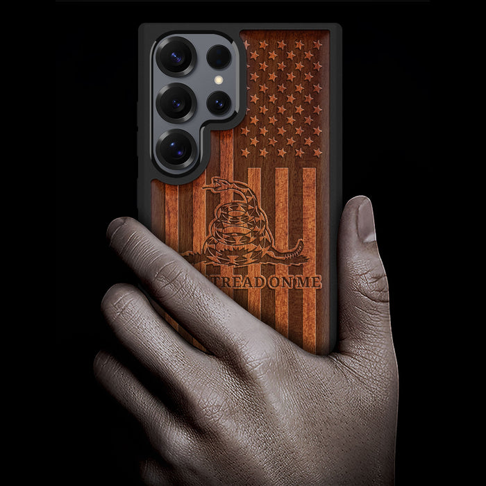 Patriot Flag Classic Engraved Wood & TPU Case Samsung Galaxy Artisanal Case View