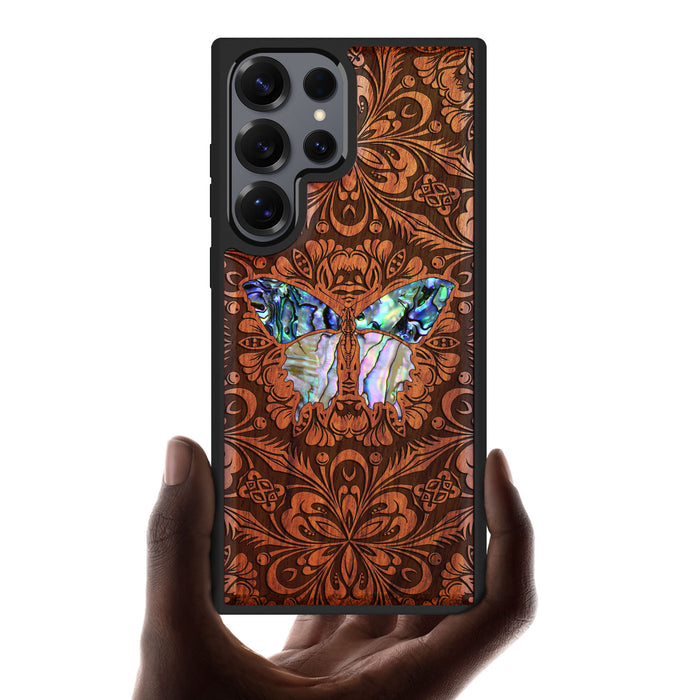 The Wonder, Hand-Inlaid Wood & Mother of Pearl Case - Artisanal Cover for Samsung Galaxy