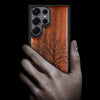 Line Tree Classic Engraved Wood & TPU Case Samsung Galaxy Artisanal Case View