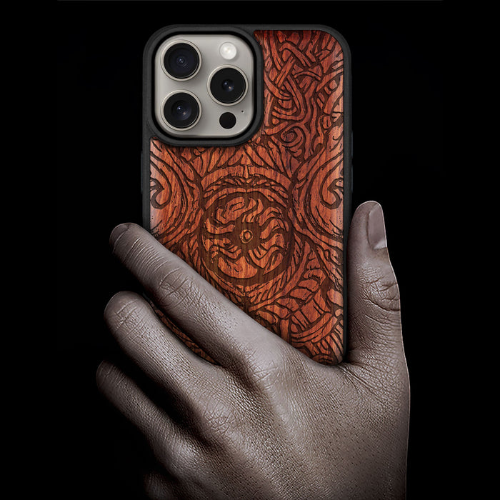 Futhark Letters, Classic Engraved Wood & TPU Case - Artisanal Cover for Apple iPhone