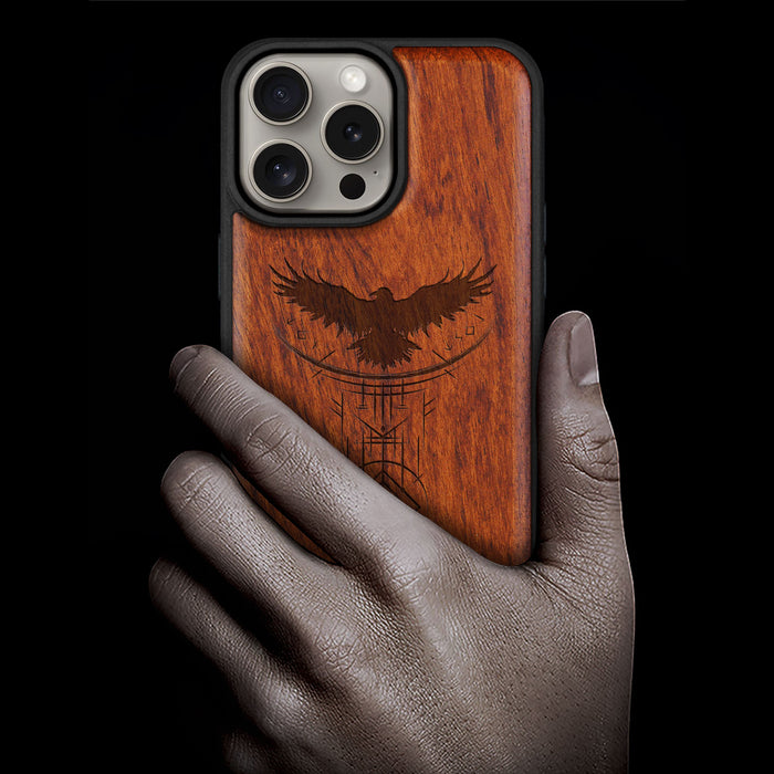 Norse Symbols, Classic Engraved Wood & TPU Case - Artisanal Cover for Apple iPhone