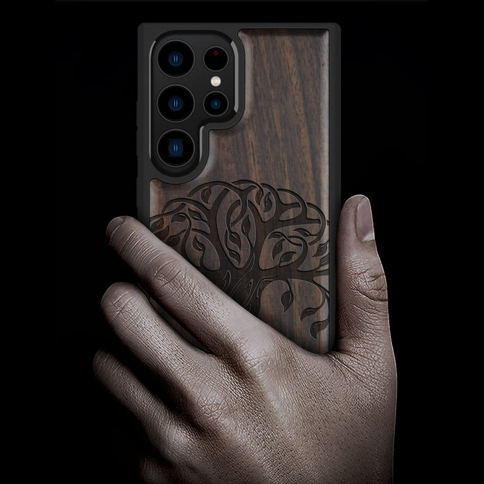 The Celtic Tree of Life, Classic Engraved Wood & TPU Case - Artisanal Cover for Samsung Galaxy