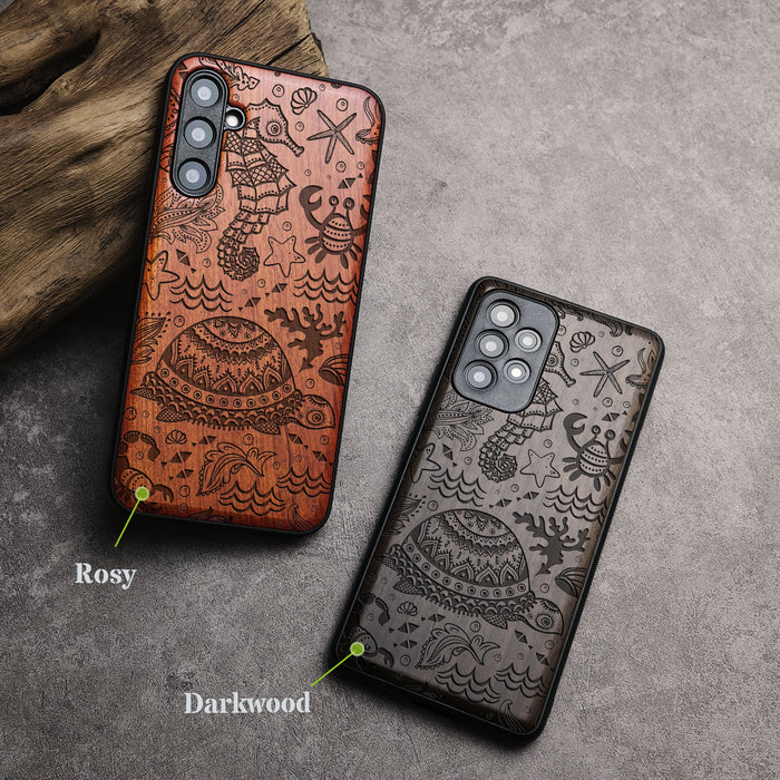 An Oceanic Odyssey, Classic Engraved Wood & TPU Case - Artisanal Cover for Samsung Galaxy