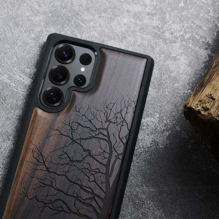 Bare Tree Classic Engraved Wood & TPU Case Samsung Galaxy Artisanal Case View