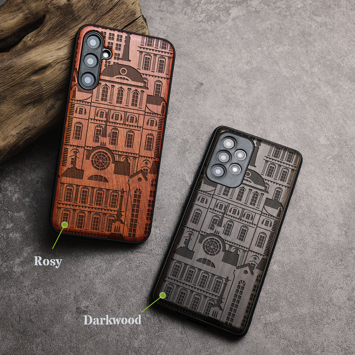 The Classical Ensemble, Classic Engraved Wood & TPU Case - Artisanal Cover for Samsung Galaxy