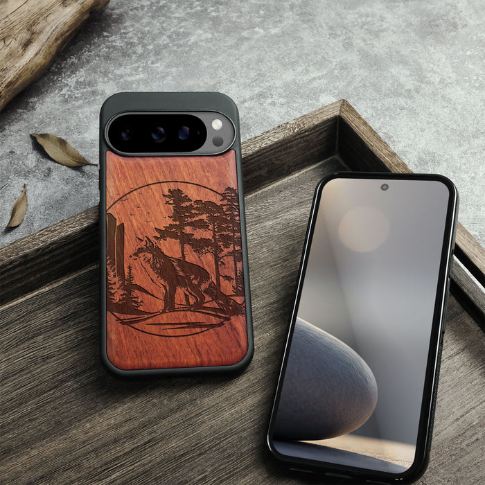 A Journey Through the Forest, Classic Engraved Wood & TPU Case - Artisanal Cover for Google Pixel