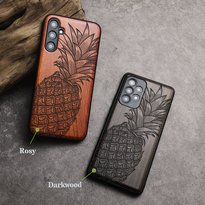 The Pineapple Fruit Design, Classic Engraved Wood & TPU Case - Artisanal Cover for Samsung Galaxy